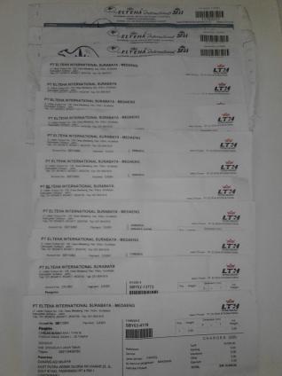 Slip Pengiriman via LTH ke berbagai kota di Jawa